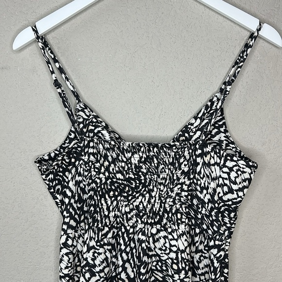 H&M Black and White Twist Front Abstract Print Spaghetti Strap Midi Dress Size M - Picture 5 of 12